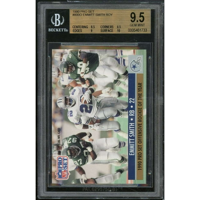 Emmitt Smith Rookie Card 1990 Pro Set #800 BGS 9.5 (9.5 9.5 9 10