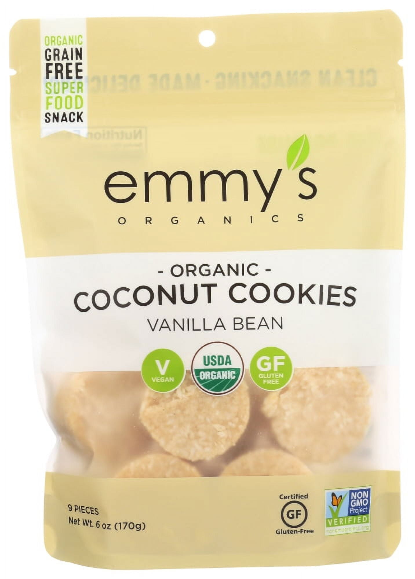 Emmys Coconut Cookies, Organic, Vanilla Bean - 6 oz