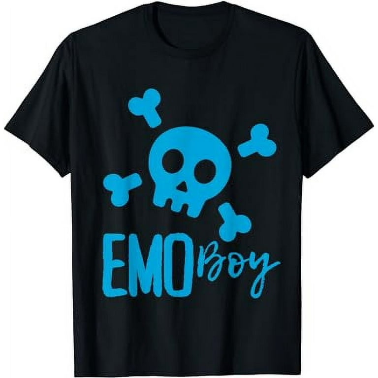 Emo Boy Blue Skull Emo Goth Music Emotional Teens T-Shirt