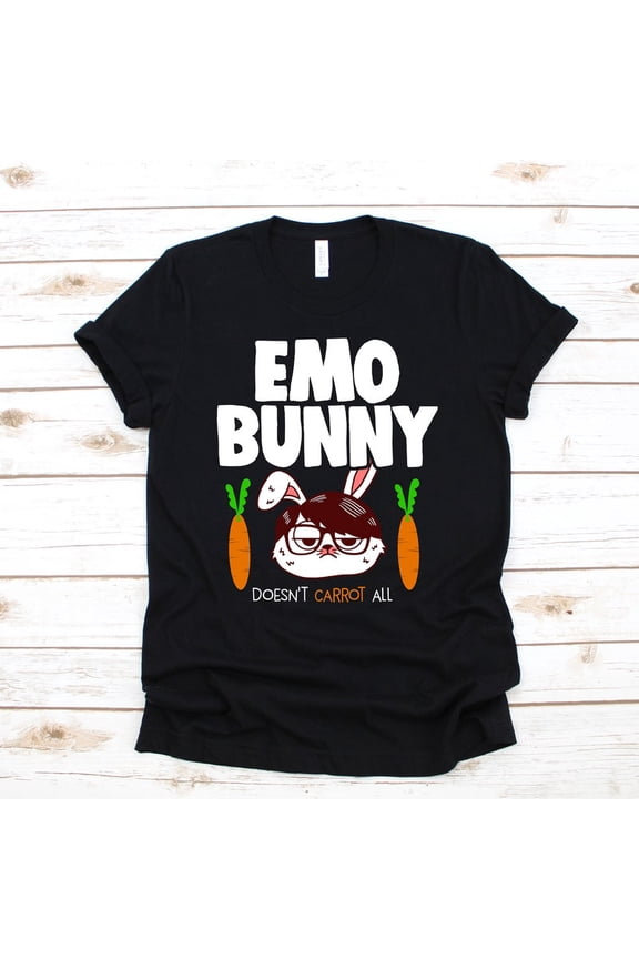 Emo Bunny Rabbit Goth Punk Dark Humor Cute Animal Fun Graphic Tee Shirt,for unisex up to size 5XL
