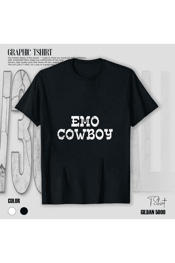 Emo Cowboy Music Indie Rock Shoegaze Punk 1980s 1990s Design Unisex T-Shirt, up to size 5XL