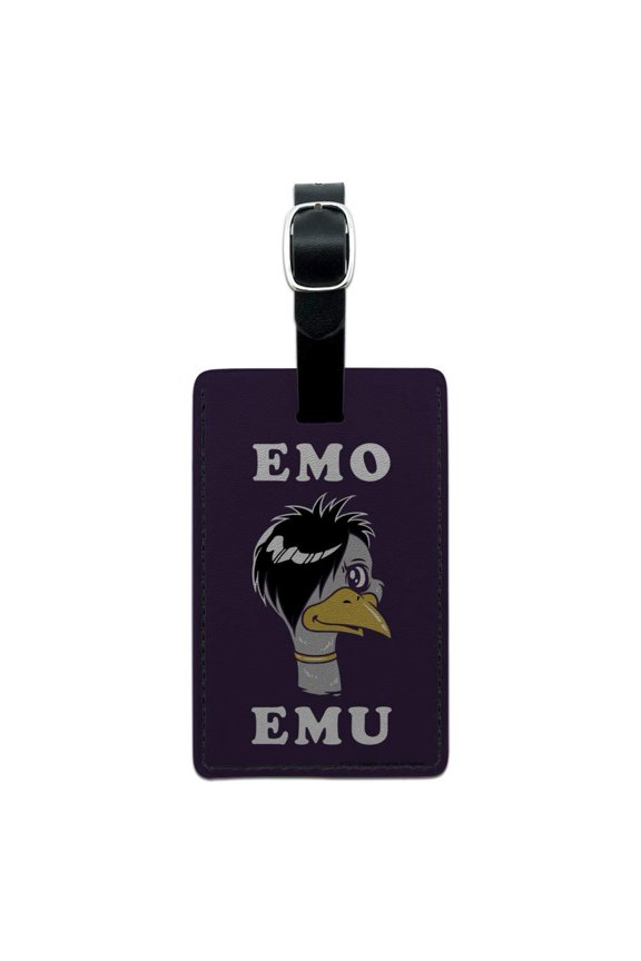 Emo Emu Funny Humor Rectangle Leather Luggage Card Suitcase Carry-On ID Tag