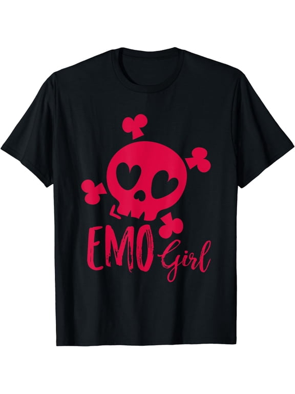 Emo Girl Skull Funny Emo Punk Goth Emotional Humor Novelty T-Shirt
