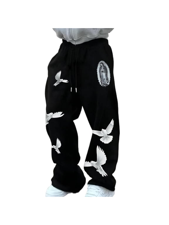 Emo Gothic Baggy Sweatpants Y2K Graphic Sweatpants Men Oversized Streetwear Pants Y2K Clothes Men Gym Trousers