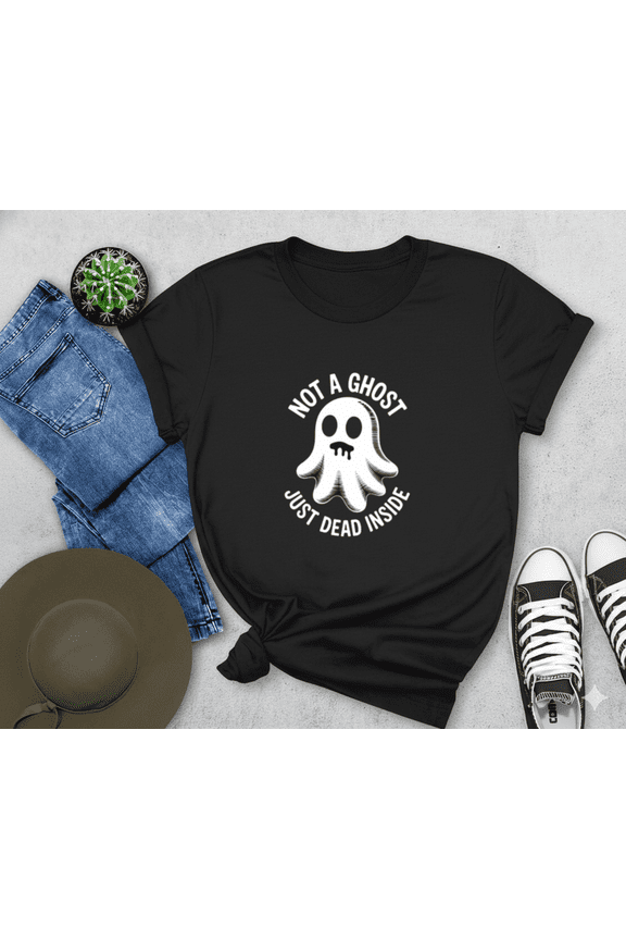 Emo Gothic Ghost Alternative Dark Halloween Cute Retro Style Unisex T-Shirt, up to size 5XL
