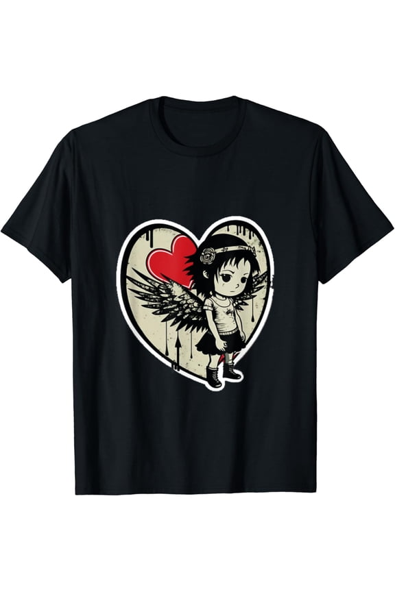 Emo Love Angel Love Day Goth Punk Men Women T-Shirt