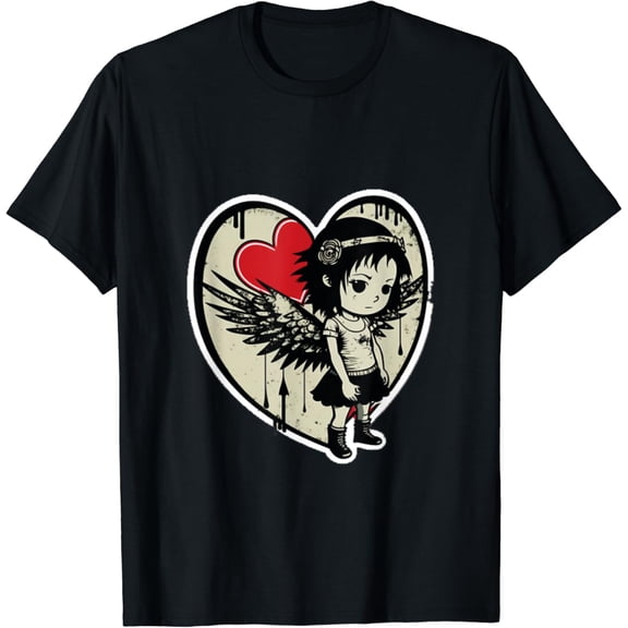 Emo Love Angel Love Day Goth Punk Men Women T-Shirt
