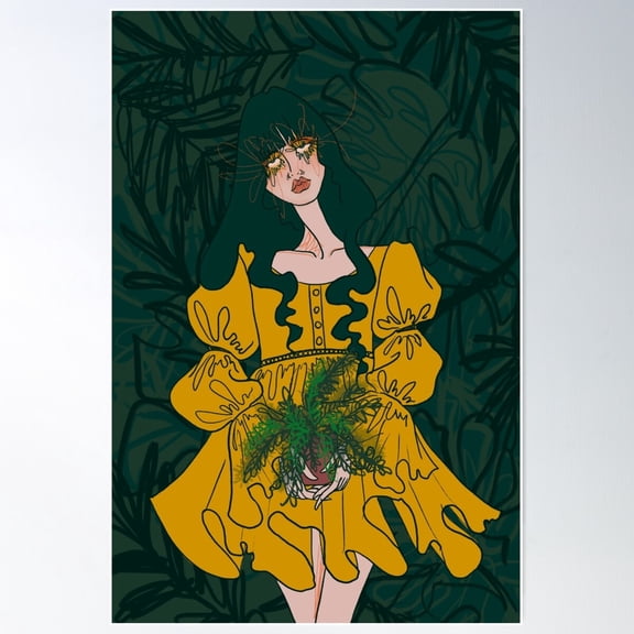 Emo Plant Lady!!!!! Poster Wall Art Modern Wall Decor For Living Room Bedroom Art