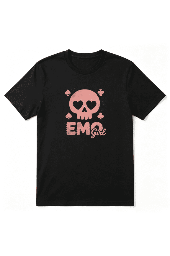 Emo Skull Heart Slogan Cool Graphic Tee for Women, Playful Party Cotton Short Sleeves T-Shirt