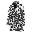 thumbnail image 1 of Emo Skull Pattern Women Bathrobe One Size Univeral Fits, Skull Lover Gifts Fashion Lightweight Plush Fleece Long Robe For Women, 1 of 3