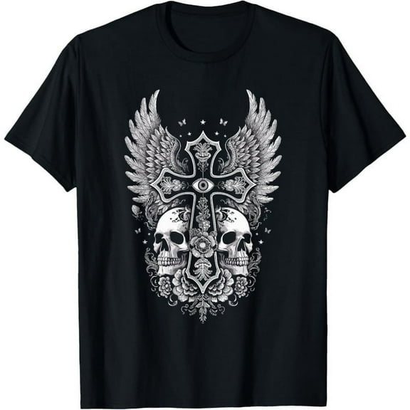Emo Y2K Grunge Aesthetic Alt Goth Skull Cross Gothic T-Shirt