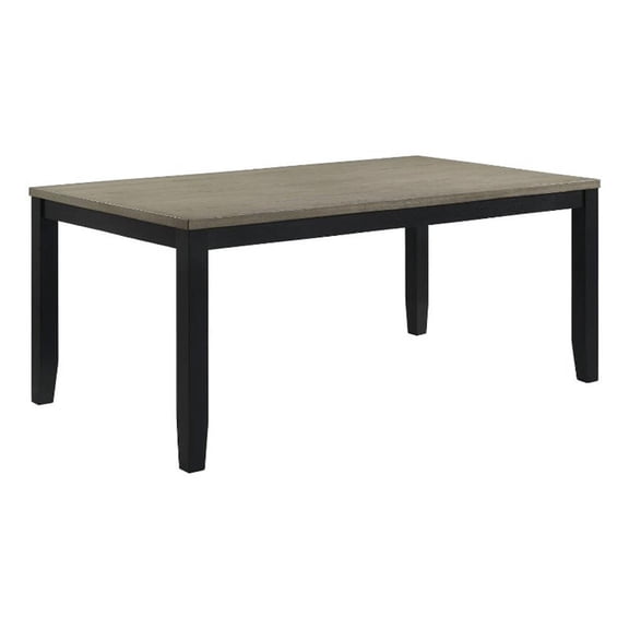 Emoi Dining Table-71 Inch Rectangular Gray Oak Wood Top-Black Legs