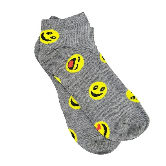 Emoji Ankle Socks (Adult Medium - Women's Shoe Sizes 5-10) Color: Gray
