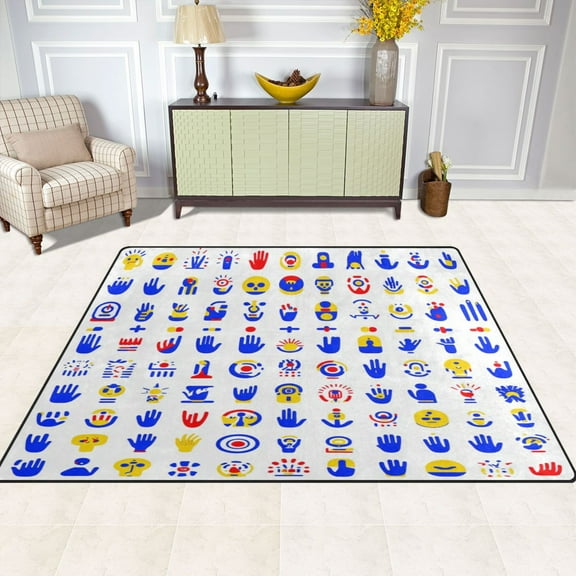 Emoji Collection 80''x58'' Extra Large Plush Memory Foam Rug, Soft, Absorbent, Non Slip