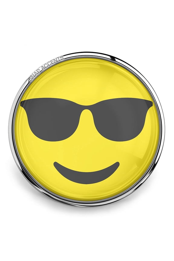 Emoji Cool Sunglasses Snap Jewelry Ginger Charm Button, For Interchangeable DIY Customizable Accessories