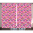 thumbnail image 1 of Ambesonne Pop Art Curtains 2 Panel Set, Vintage Design Pattern Art, 108" x 96", Pink Sea Green and Yellow, 1 of 3