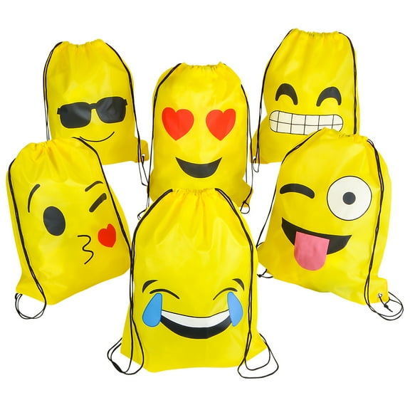 Emoji Drawstring Backpacks (12 Count)