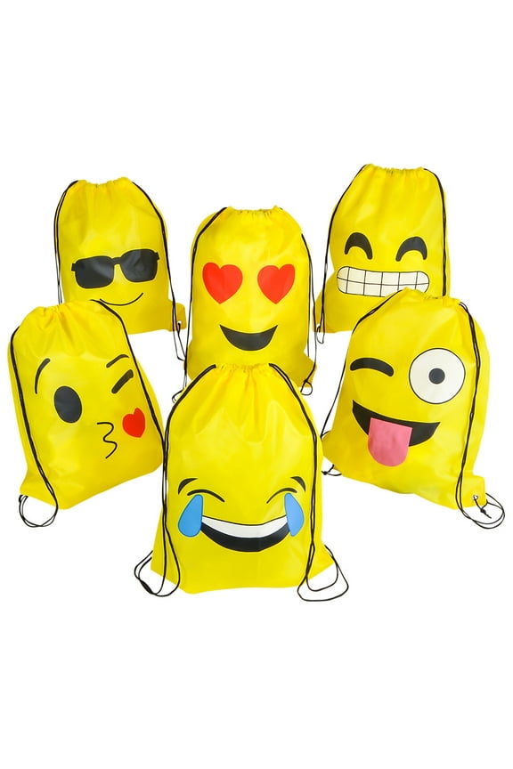 Emoji Drawstring Backpacks (12 Count)