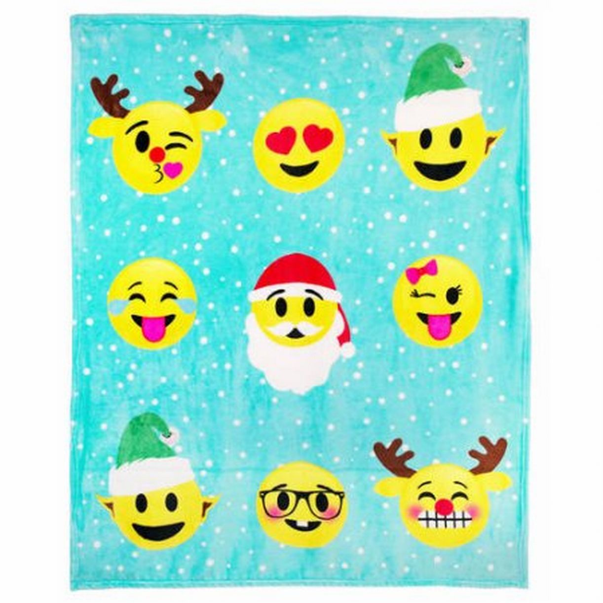 Emoji Expressions Plush 50" x 60" Christmas Theme Faces Throw Blanket, 1 Each - image 1 of 1