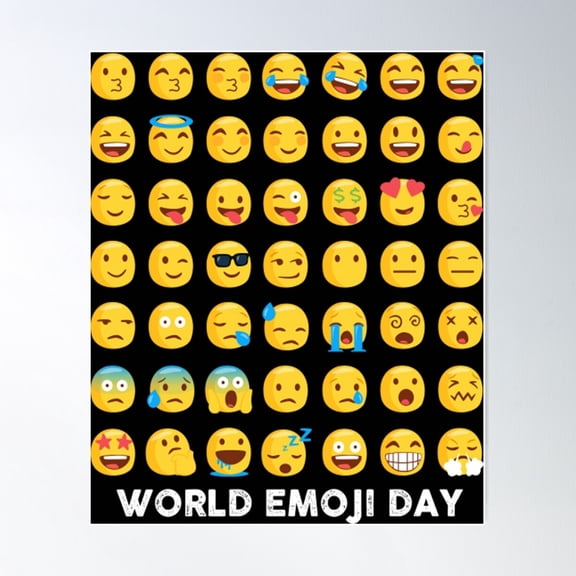 Emoji Face T-Shirtworld Emoji Day July 17Th Poster Wall Art, Modern Wall Decor For Living Room Bedroom, 24x36 UNFRAMED