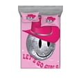 thumbnail image 1 of Emoji Fitted Sheet & Pillow Sham Set, Disco Ball in a Pinkish Cowboy Hat Let's Go Lettering Funny Themed Print, Decorative Printed 3 Piece Bedding Decor, Full, Pink Grey and Magenta, by Ambesonne, 1 of 2