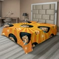 thumbnail image 1 of Ambesonne Emoji Flat Sheet, Cheery Disco Lover Monkey, Full Size, Orange Blue and Violet, 1 of 1
