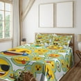 thumbnail image 1 of Ambesonne Emoji Funny Fitted & Top Sheet Set with Shams, Yellow Faces Hearts Art, White Pale Blue Mustard, 1 of 5