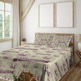 thumbnail image 1 of Ambesonne Emoji Funny Fitted & Top Sheet Set with Sham, Modern Laughing Faces, Plum and Pale Khaki, 1 of 5