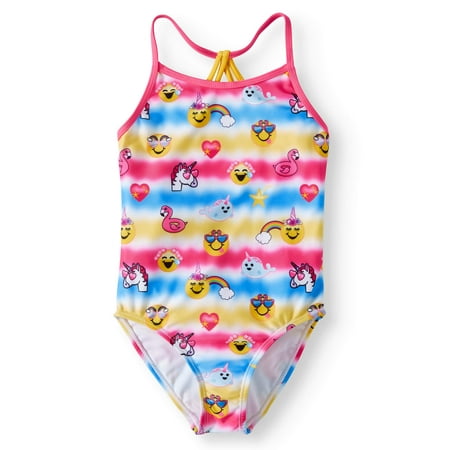 Emoji Girls 4-6x All Over Print One Piece Swimsuit