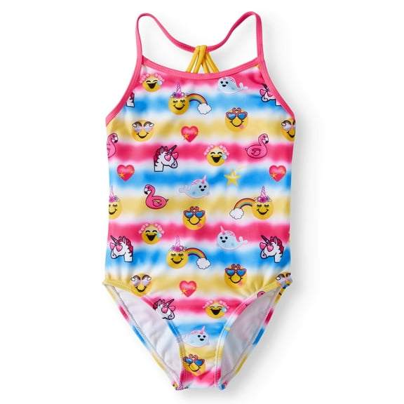 Emoji Girls 4-6x All Over Print One Piece Swimsuit