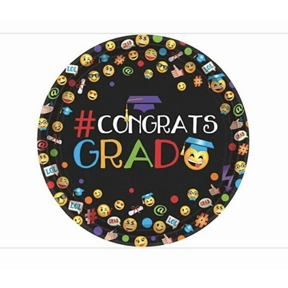 Emoji Grad 9" Luncheon Plates (60 Count) - Graduation