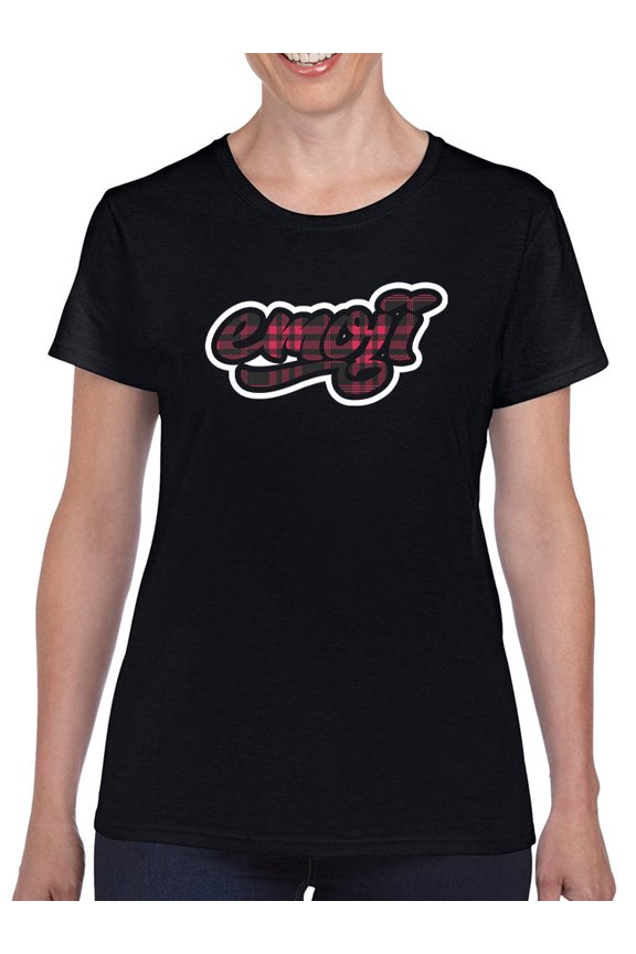 Emoji Graffiti Plaid - Red Urban Street Art Design Women's T-shirt