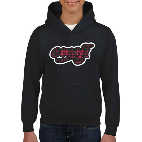 Emoji Graffiti Plaid - Red Urban Street Art Design Youth's Hoodie