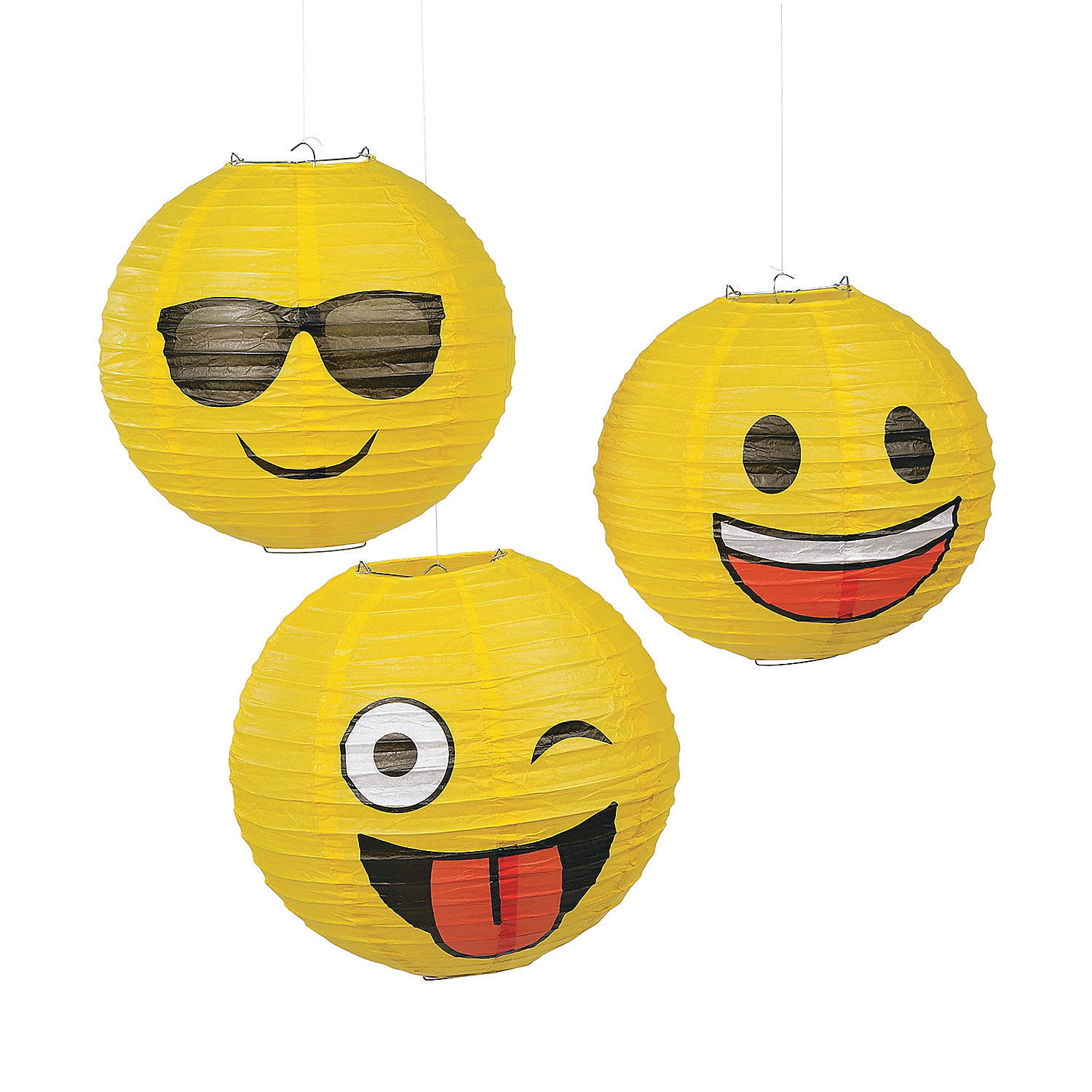 Emoji Hanging Lanterns Party Decor 3 Pieces