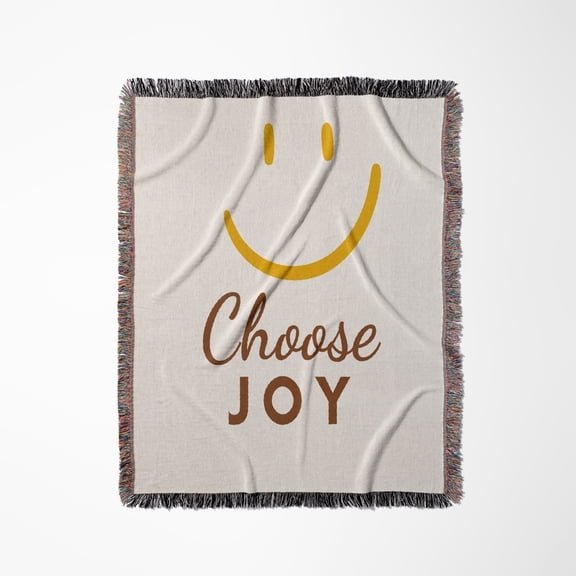 Emoji Image With Text Of Choose Joy, Woven Blanket