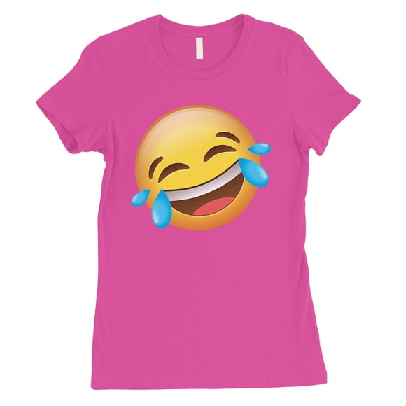 Emoji-Laughing Womens Hot Pink Happy Laughter Perfect T-Shirt Gift