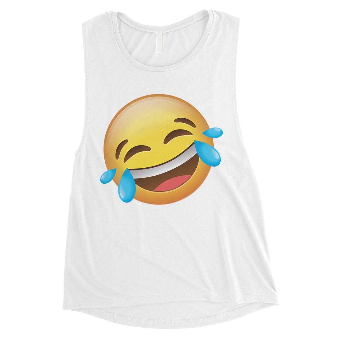 Emoji-Laughing Womens White Knee-slapper Fun Halloween Muscle Shirt ...