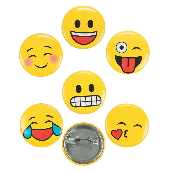 Emoji Mini Buttons - Party Favors - 48 Pieces