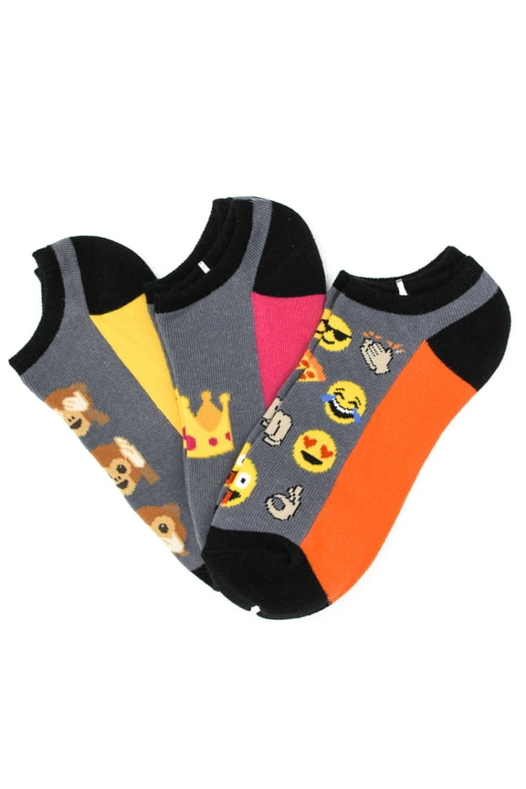 Emoji No Show Socks 3 Pack
