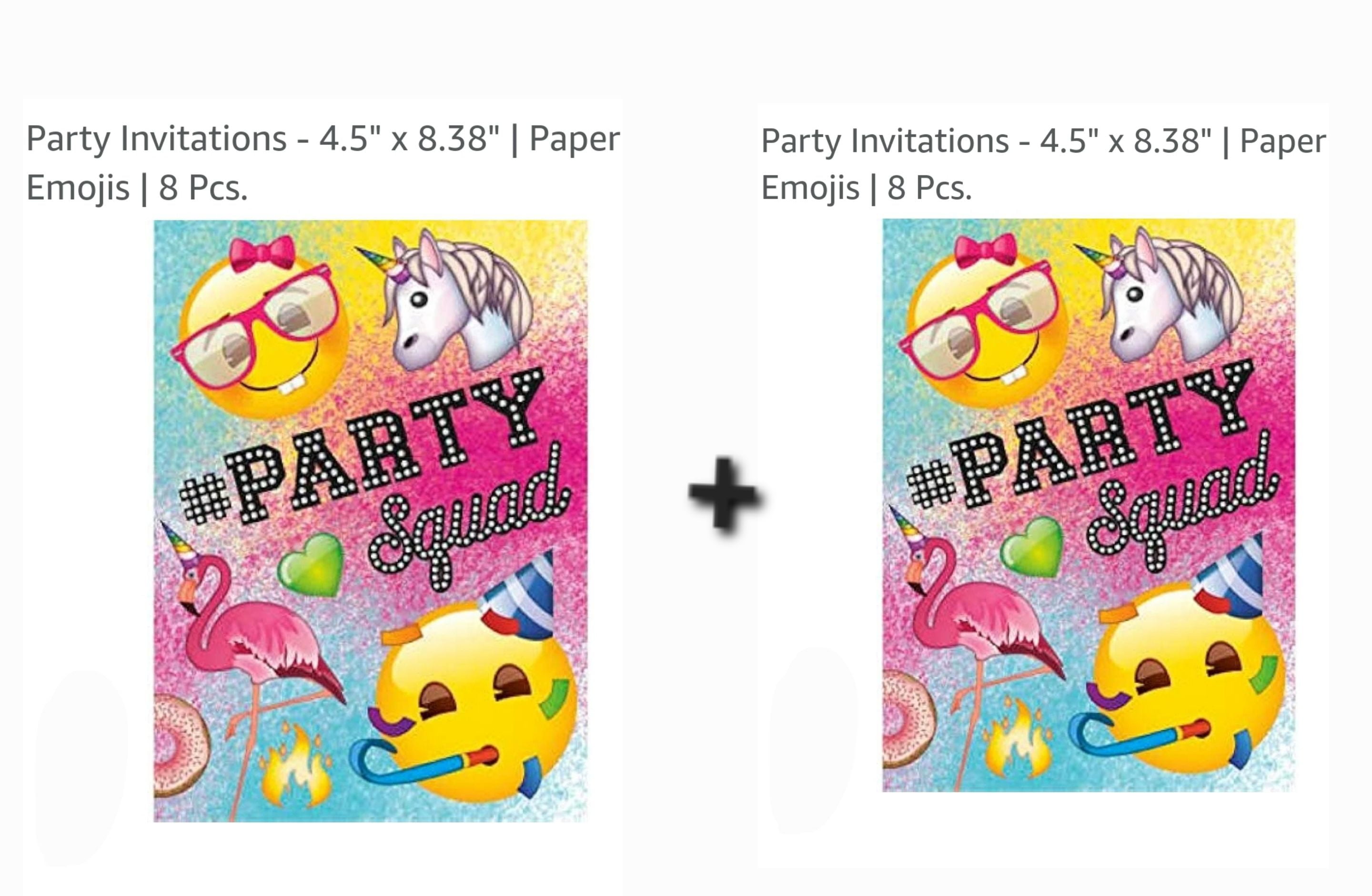 Emoji Party Pak - 16 Invitations, 16 Party Favor Loot Bags, 1 Emoji Plastic  TableCover 54in x 84in, 1 Happy Birthday Banner and 16 Emoji Coaster  \, image size:2880x1880