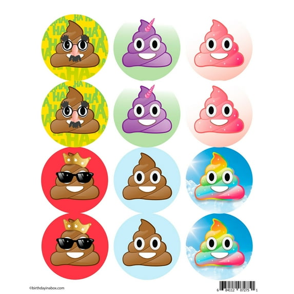 Birth3000 - Emoji Poop Assortment Stickers (Sheet of 12) -