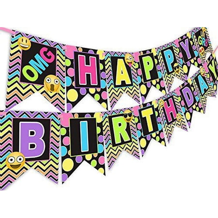Emoji Rainbow Happy Birthday Banner Pennant Tween Birthday Teen Birthday