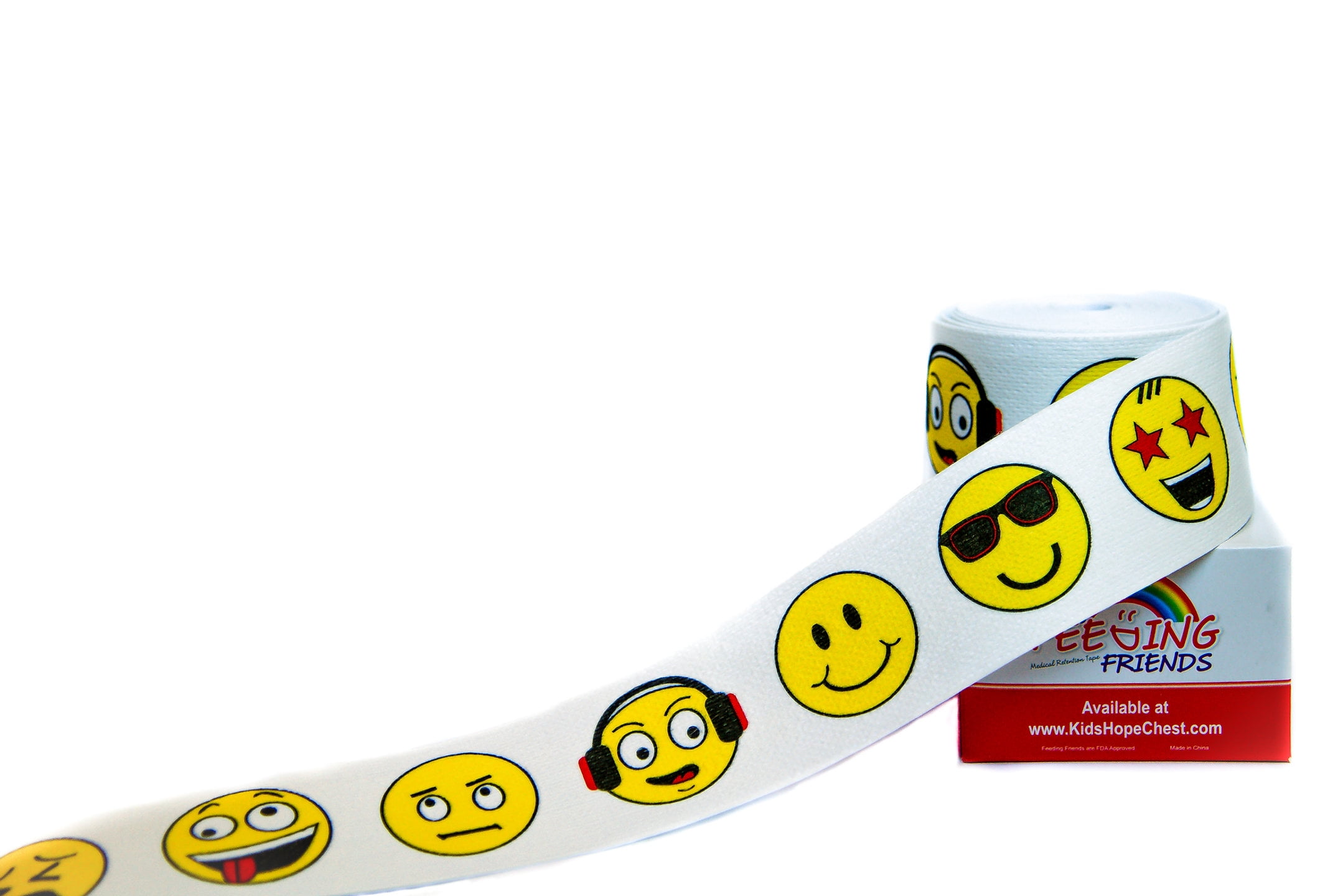 Emoji Retention Tape NG, NJ, G, J, or Oxygen Tube Fabric Dressing Roll - Feeding Friends