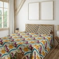 thumbnail image 1 of Ambesonne Emoji Fitted & Top Sheet Set with Shams, Boho Floral You Are Loved, Pale Khaki and Apricot, 1 of 5