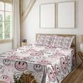 thumbnail image 1 of Ambesonne Emoji Fitted & Top Sheet Set with Shams, Dreamy Pink Power Sayings Art, White Pale Pink Black, 1 of 5