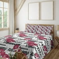 thumbnail image 1 of Ambesonne Emoji Fitted & Top Sheet Set with Shams, Futuristic X Faces Smiling, White Magenta Off White, 1 of 1