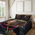 thumbnail image 1 of Emoji Sheet Set, Geometric Contemporary Circles and Squares with Antique Sculpture Head, Fitted & Flat Sheet with Pillowcase Bedding Accent 4 Pcs Set, Queen, Black Hot Pink Marigold, by Ambesonne, 1 of 5