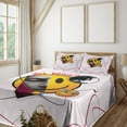 thumbnail image 1 of Ambesonne Emoji Fitted & Top Sheet Set with Sham, Antique Feels Silhouettes Art, White Mustard Dark Pink, 1 of 5