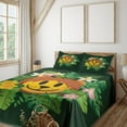 thumbnail image 1 of Ambesonne Emoji Fitted & Top Sheet Set with Sham, Lion Exotic Jungle Wreath, Emerald Green and Orange, 1 of 5