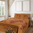 thumbnail image 1 of Ambesonne Emoji Fitted & Top Sheet Set with Shams, Dreamy Earth with Funny Faces, Burnt Orange Dark Rust, 1 of 5